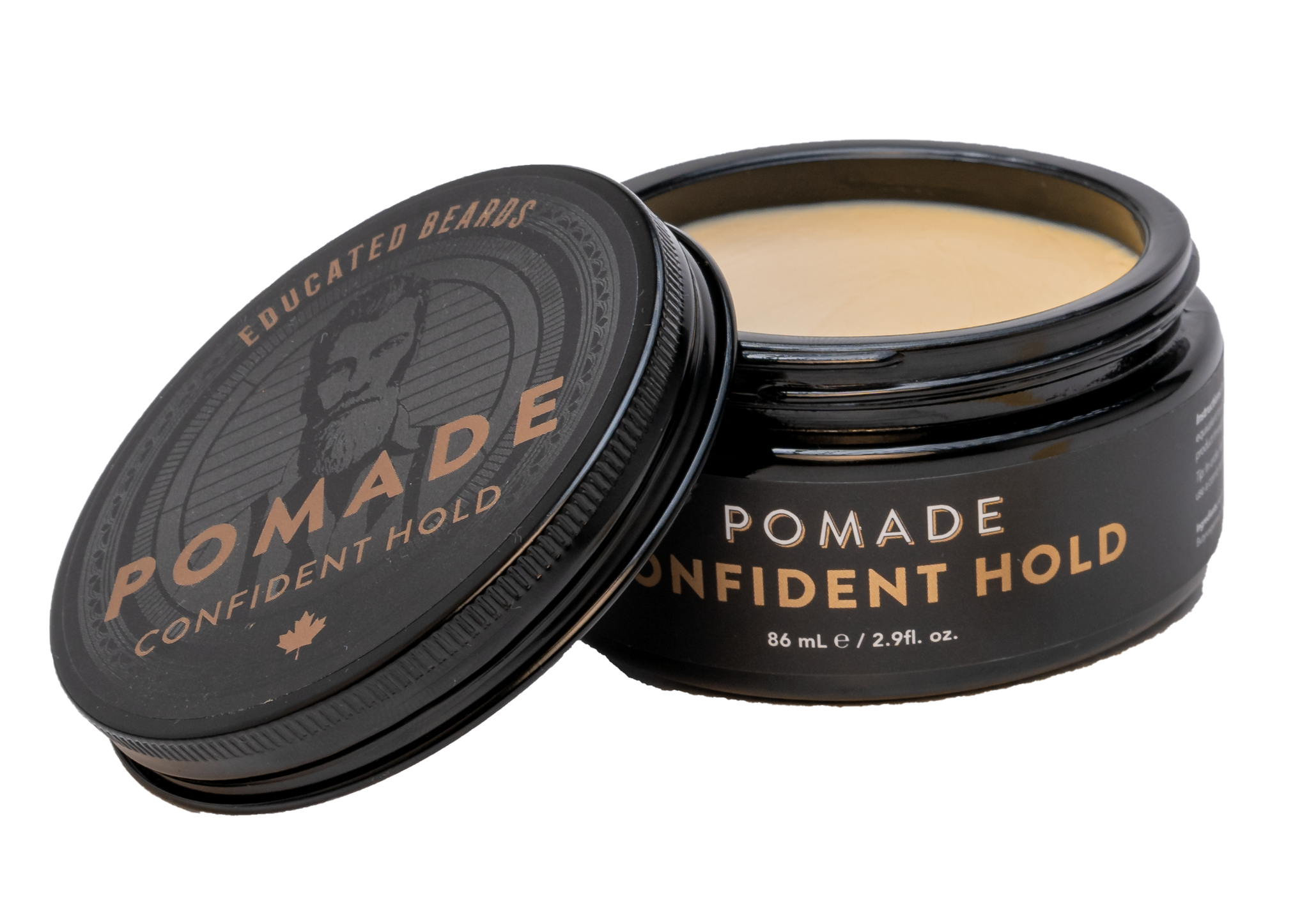 Confident Hold Pomade inside glass jar | Educated Beards