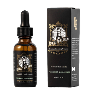 Peppermint & Cedarwood beard oil 30ml bottle with dropper